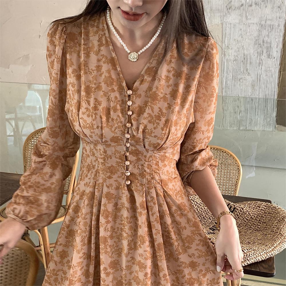 Sundress Midi Floral - Women's Vintage Long Floral Dress with