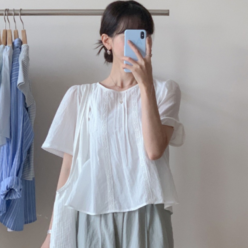Sweet Style Lace Trim Blouse W - Summer Youth Clothing 评论和价格