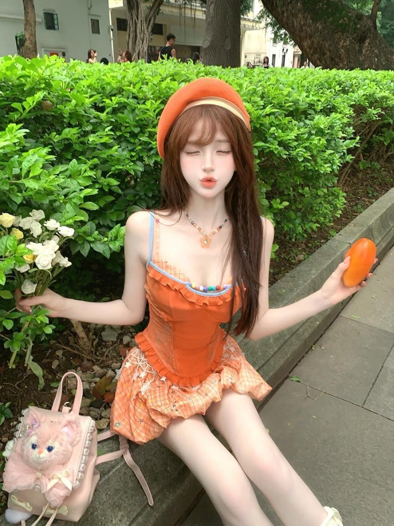 Summer New Orange Dopamine Swe - Summer Clothing Model 评论和价格