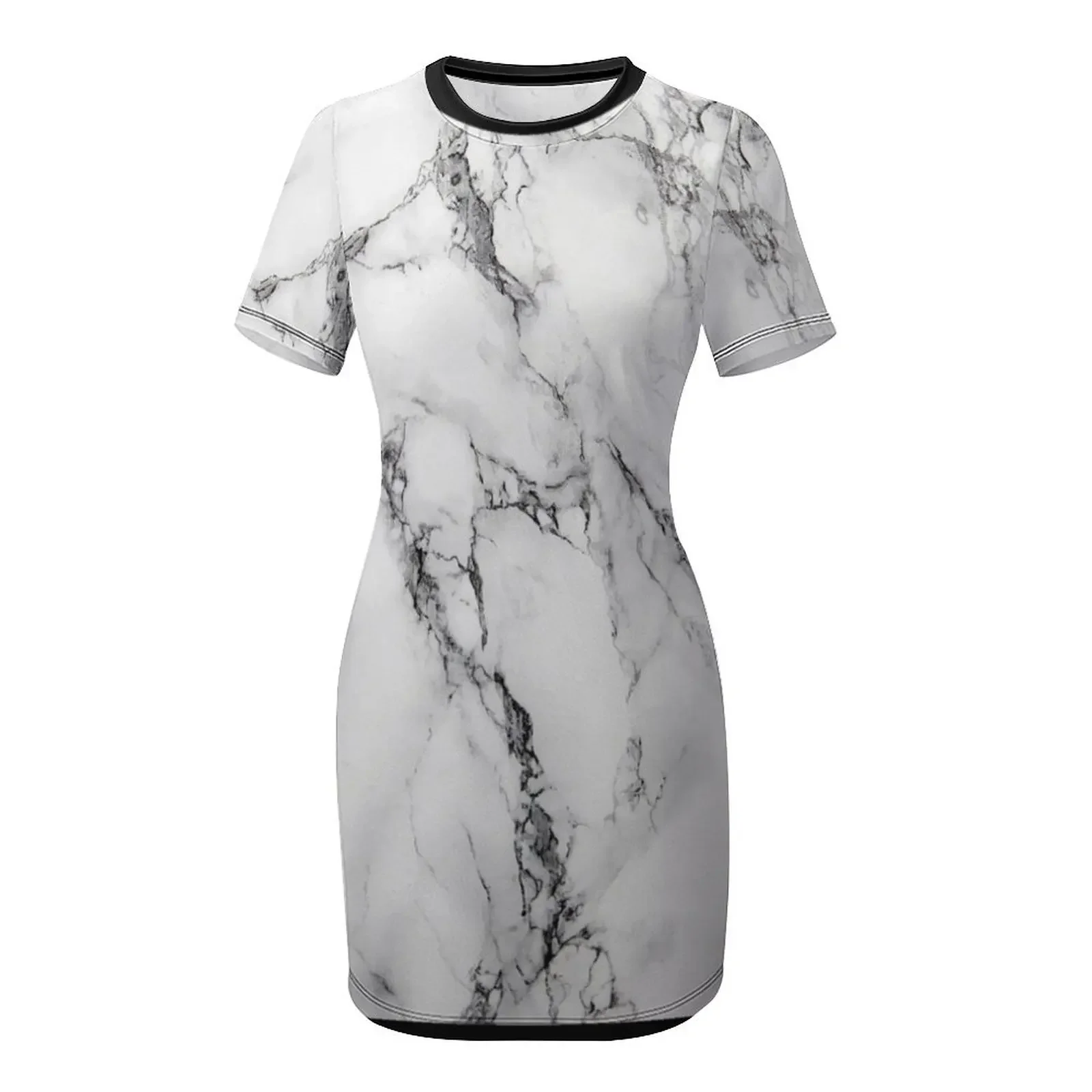 White Marble Image Short-Sleev - Summer Clothing Images 评论和价格