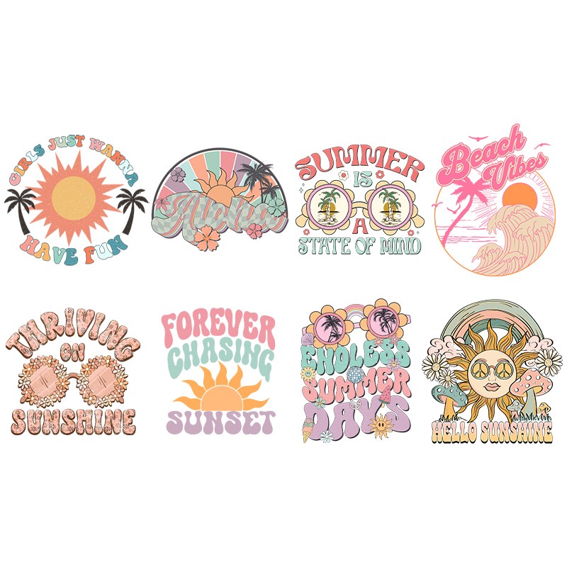 Summer Colorful Heat Transfer  - Summer Clothing Pictures 评论和价格